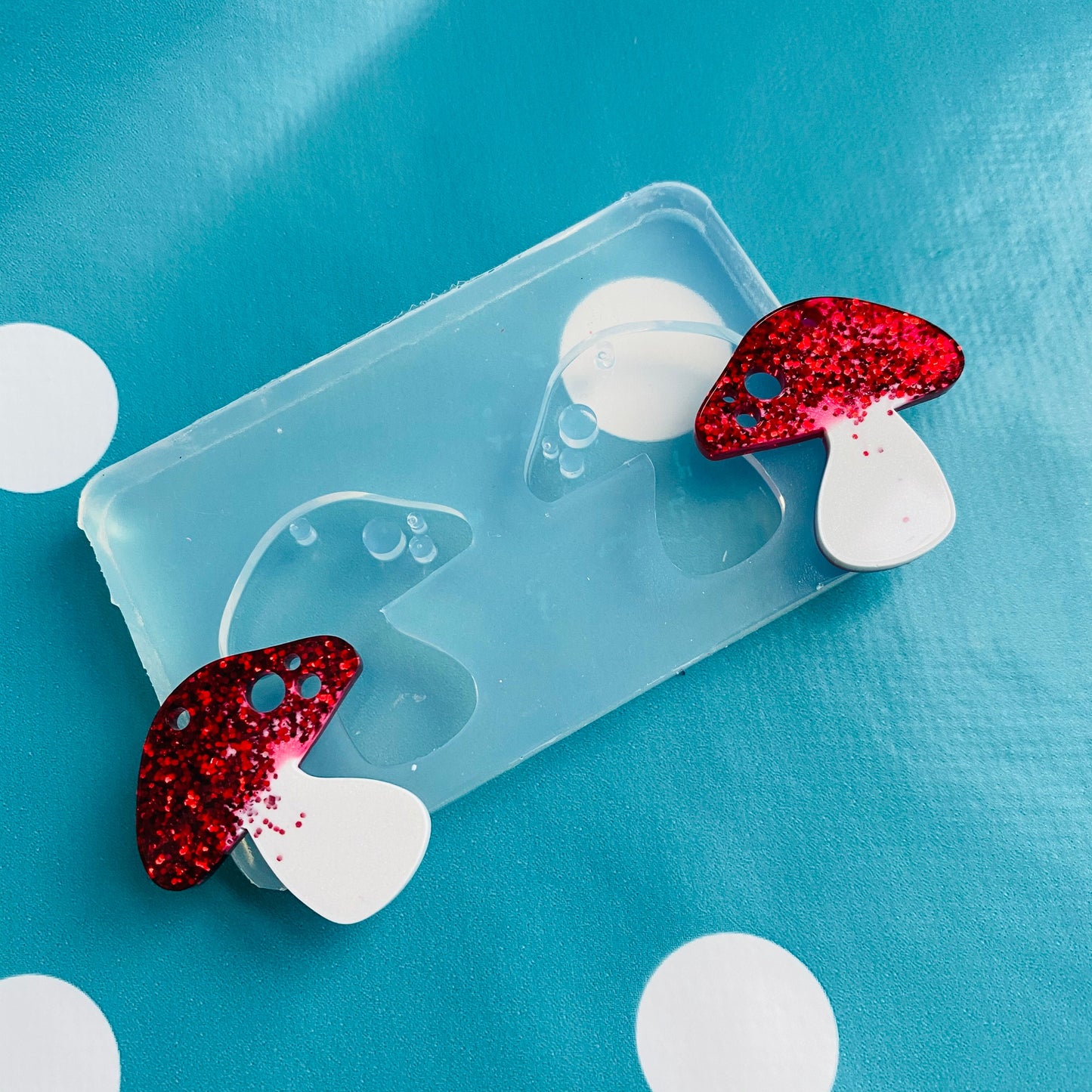 Clear Silicone Molds for Resin 30mm Toadstool Mushroom Flat Earring Silicone Mold EM537