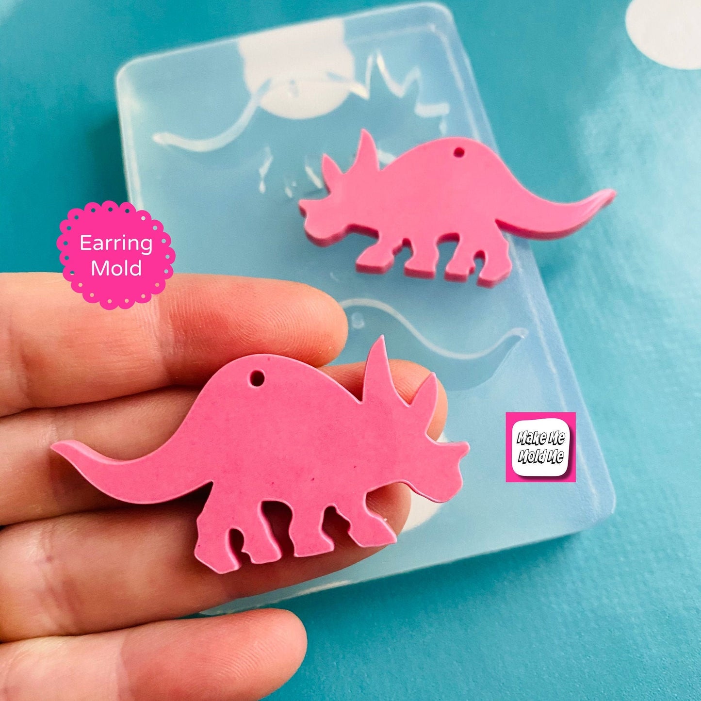 Clear Silicone Molds for Resin 25mm Silicone Triceratops Dangle Earring  Dinosaur EM538