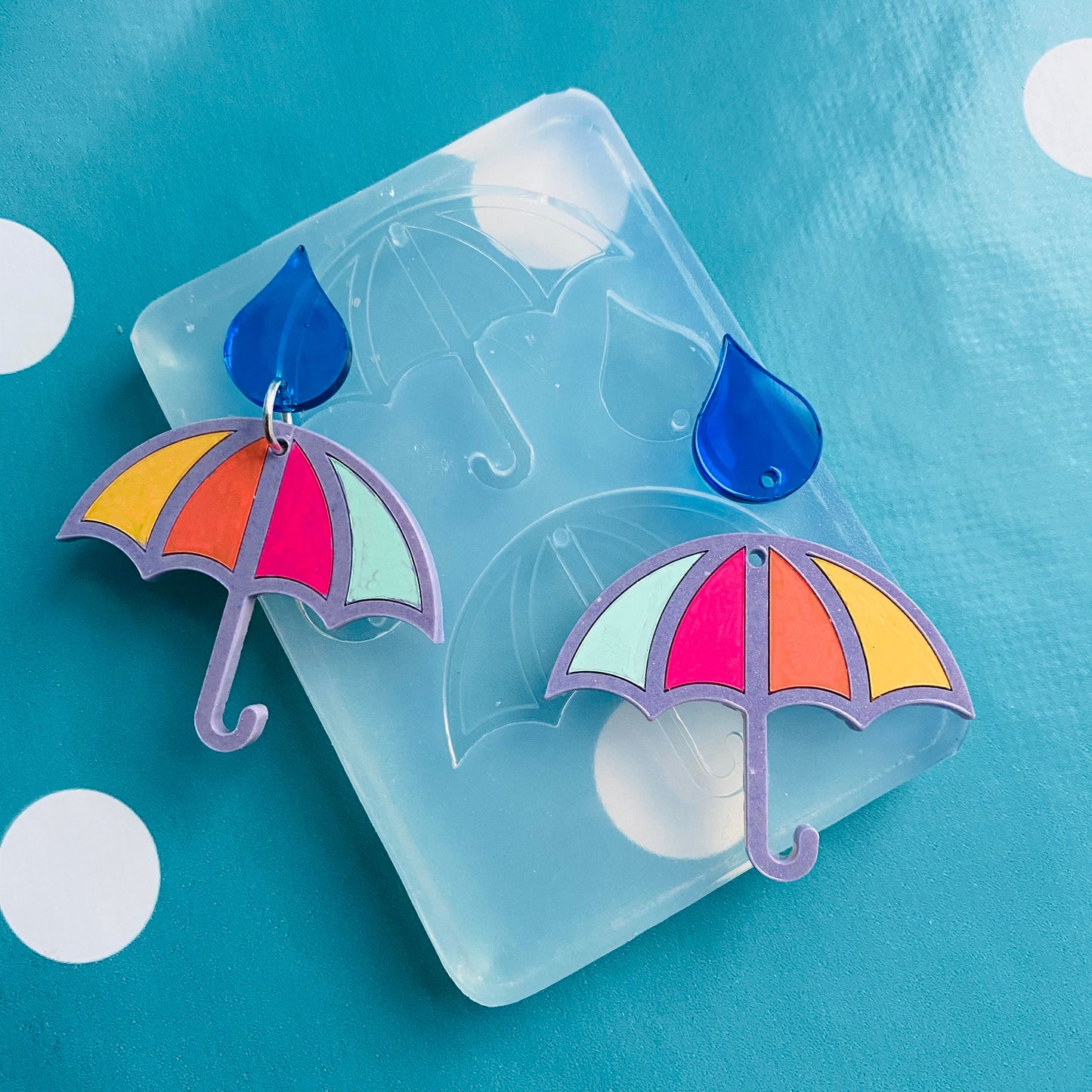 Clear Silicone Molds for Resin 35mm Deluxe Umbrella Earring - Weather Mould EM544