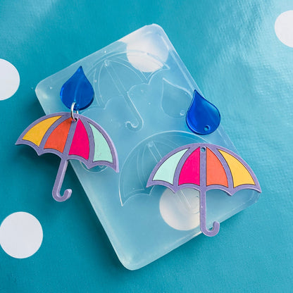 Clear Silicone Molds for Resin 35mm Deluxe Umbrella Earring - Weather Mould EM544