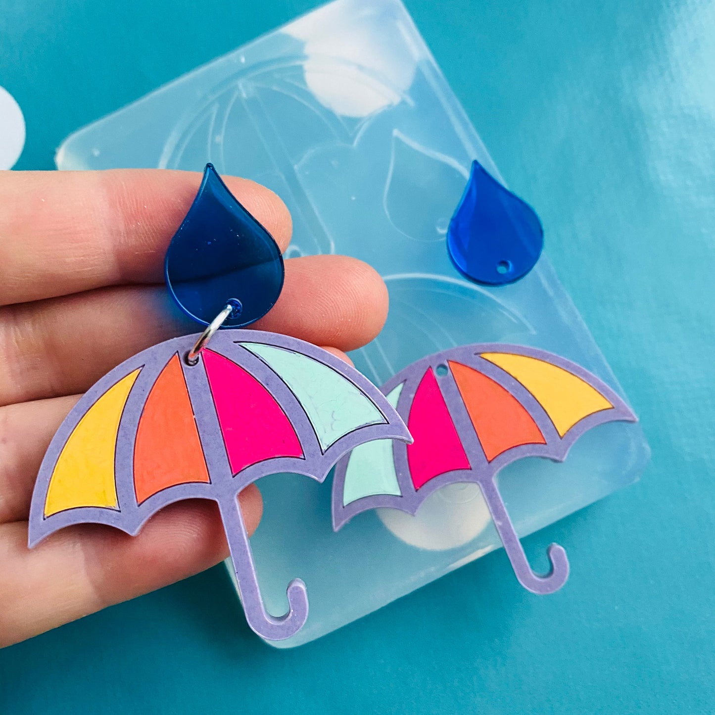 Clear Silicone Molds for Resin 35mm Deluxe Umbrella Earring - Weather Mould EM544