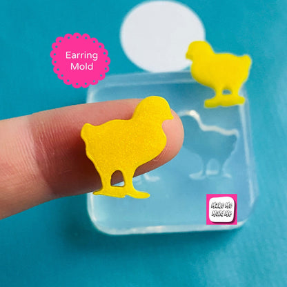 15mm Silicone  Chick Stud Earring  Mold  - Earrings Resin Crafter Mould EM545