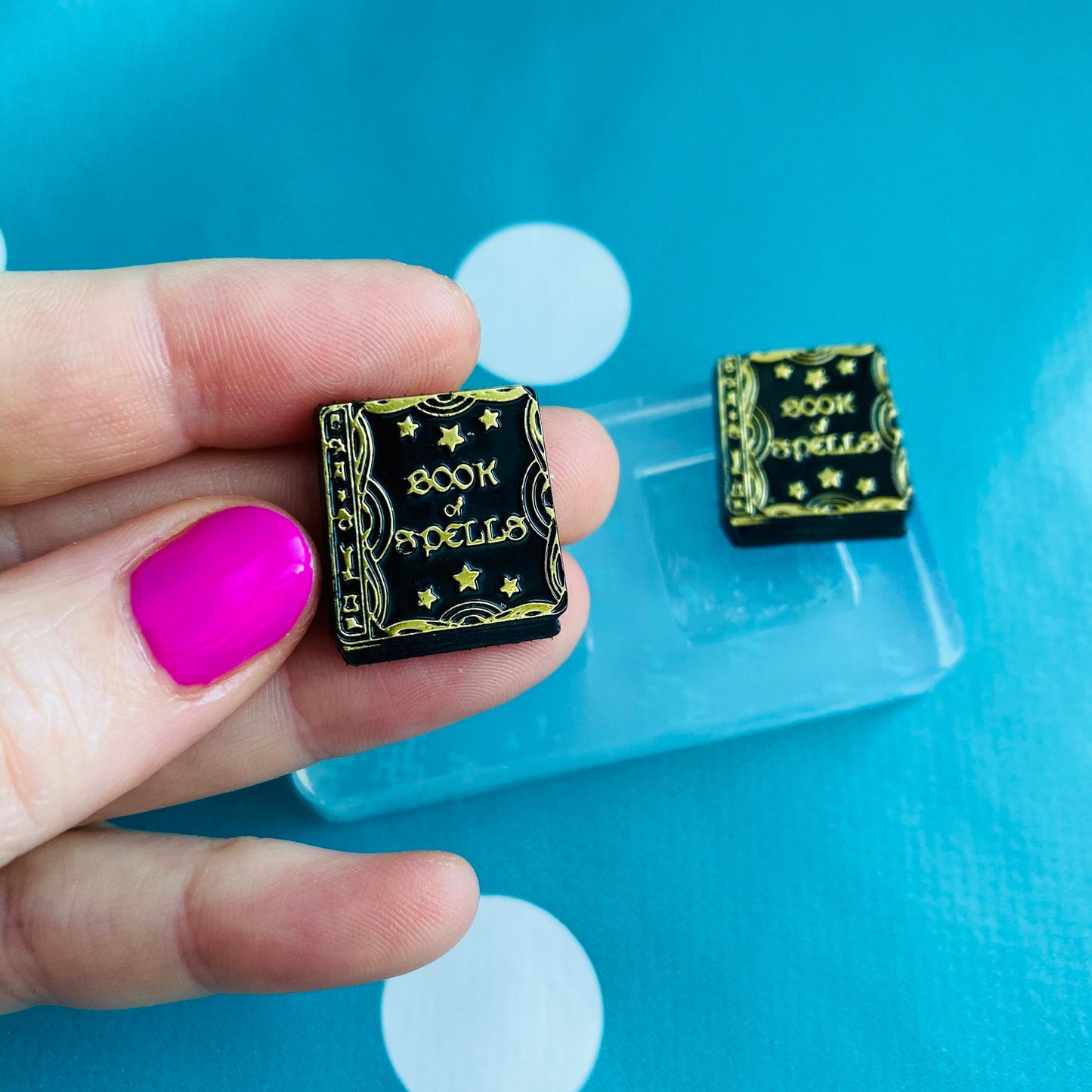 20mm Silicone Book of Spells Earrings Stud Mold  - Halloween EM547