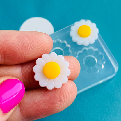 15mm Silicone Daisy Flower Stud Earring Mold -  Resin Earrings Mould EM548