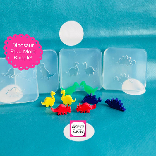 Silicone Dinosaur Earring Mold Bundle! Diplodocus Stegosaurus T Rex