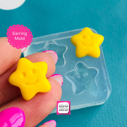 Clear silicone molds for resin 15mm Happy Star Earring EM552