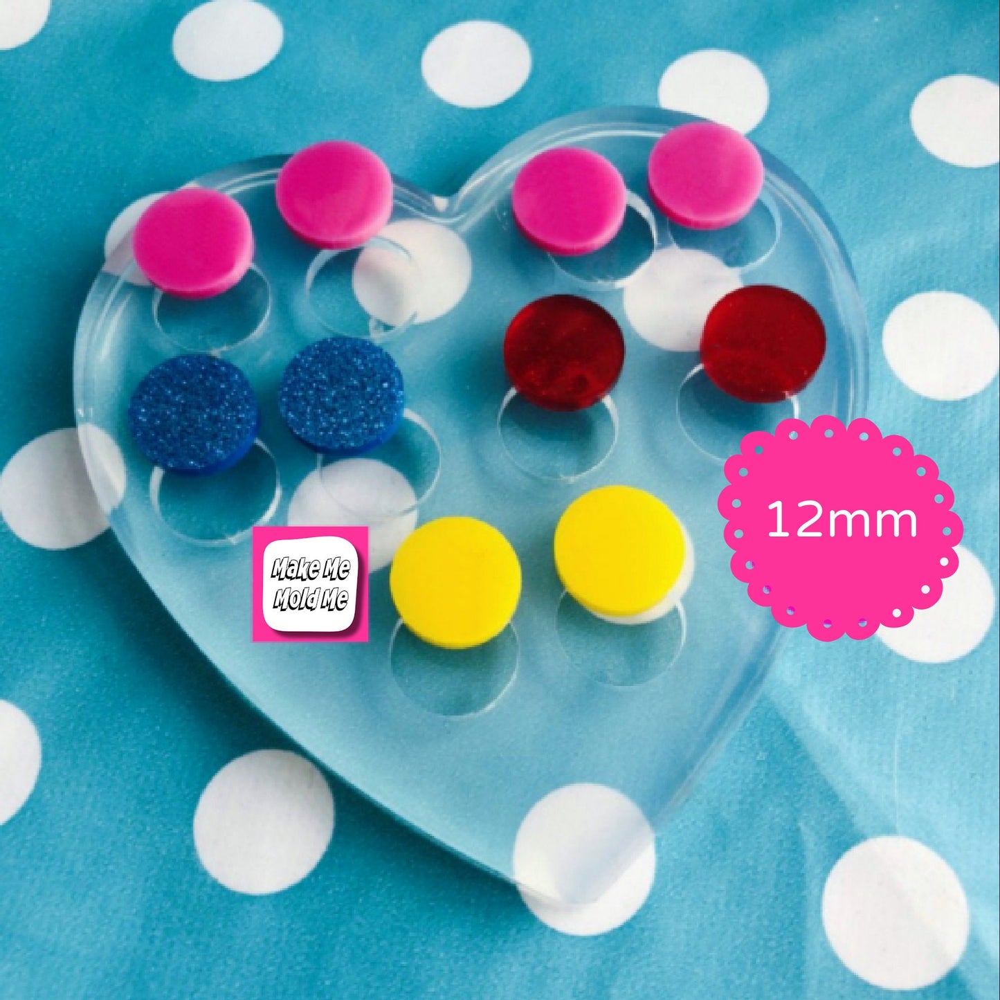 12mm Silicone Circle Disc Stud Earring Mold  -  Resin Crafter Mould Round EM562