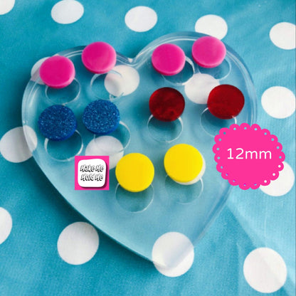 12mm Silicone Circle Disc Stud Earring Mold  -  Resin Crafter Mould Round EM562