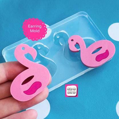 40mm Silicone Flamingo Float Earring Mold - Resin Crafter Bird EM556 ccc T