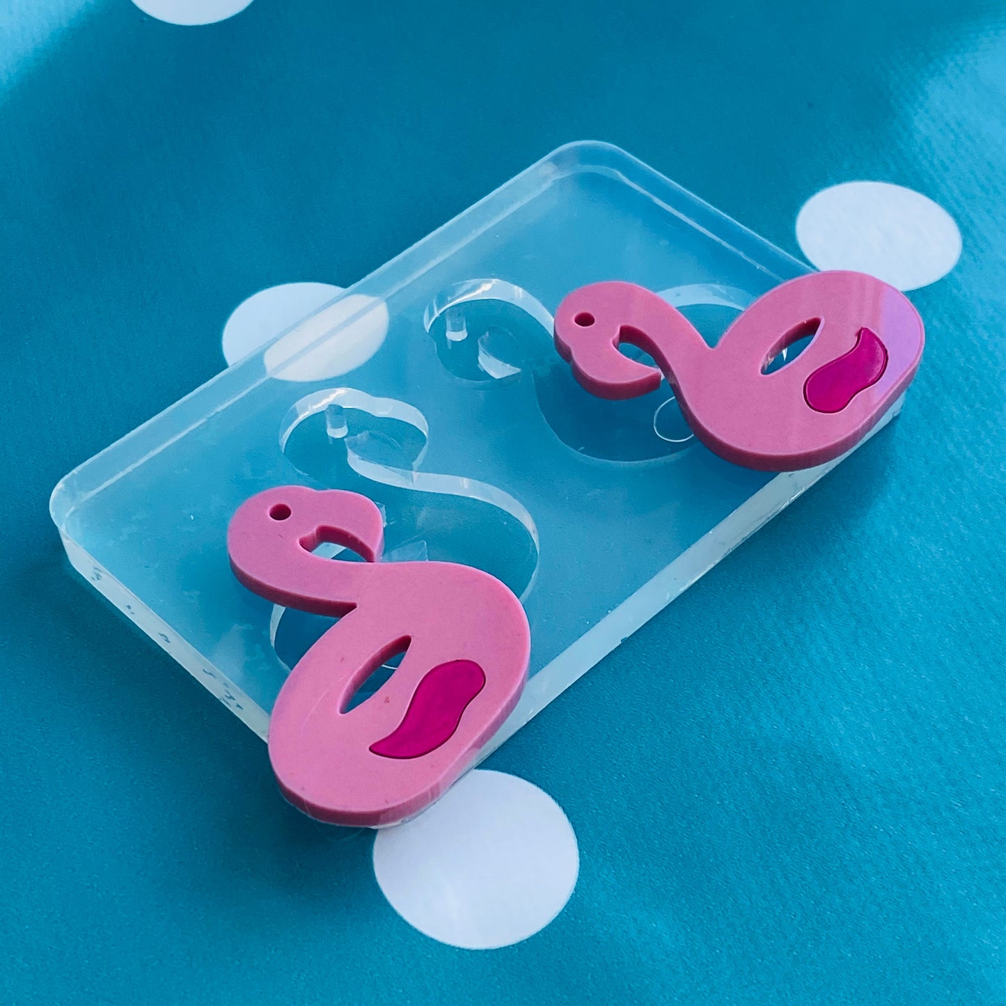 40mm Silicone Flamingo Float Earring Mold - Resin Crafter Bird EM556 ccc T