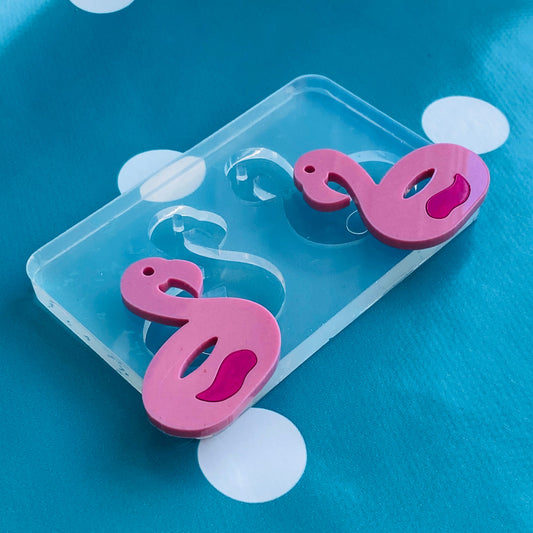 40mm Silicone Flamingo Float Earring Mold - Resin Crafter Bird EM556 ccc T