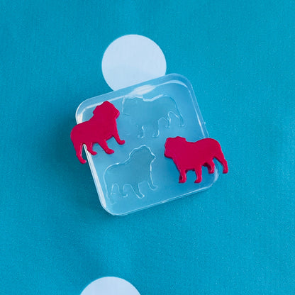 15mm  Silicone  British Bulldog Earring Stud Mold  - EM560