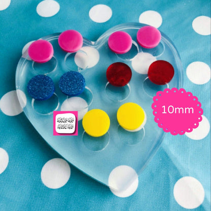 10mm Silicone Circle Disc Stud Earring Mold  -  Resin Crafter Mould Round EM559