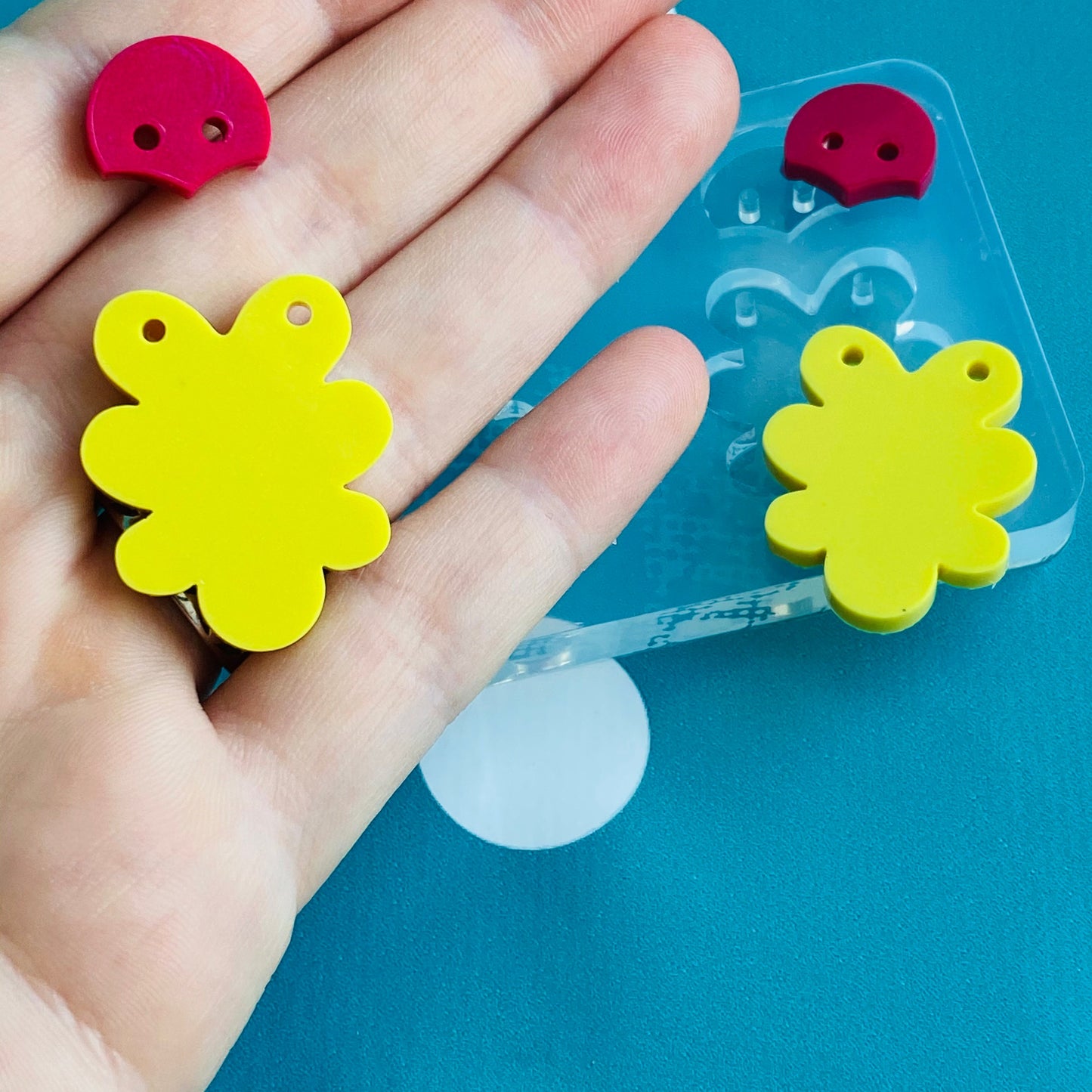 40mm Flat Eco Flower Silicone Dangle Earring Mold