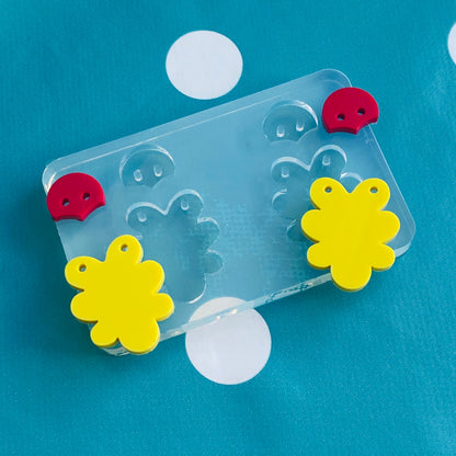 40mm Flat Eco Flower Silicone Dangle Earring Mold