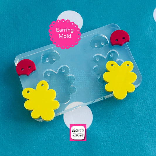 40mm Flat Eco Flower Silicone Dangle Earring Mold