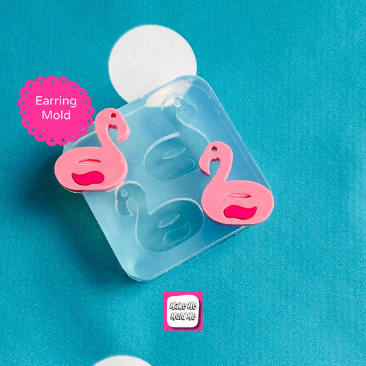 20mm Silicone Flamingo Float Earring Mold - Resin Crafter Bird EM561