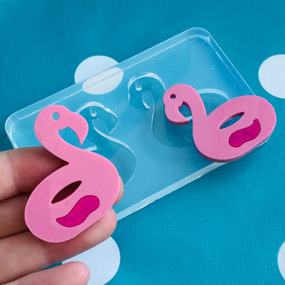 40mm Silicone Flamingo Float Earring Mold - Resin Crafter Bird EM556 ccc T