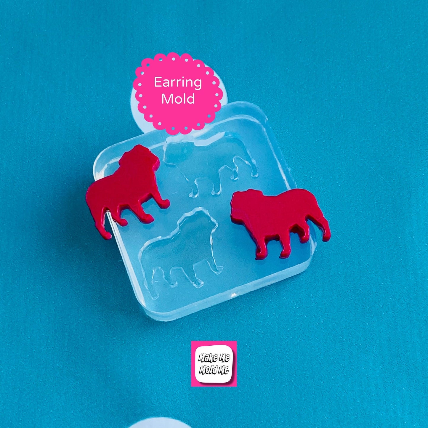 15mm  Silicone  British Bulldog Earring Stud Mold  - EM560