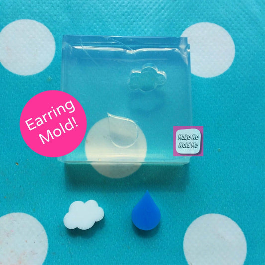 Silicone Earring Rain Drop Cloud shape Stud Mold  -  EM143