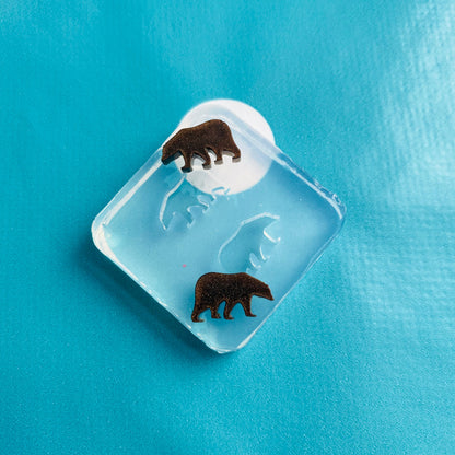 8mm Silicone Polar Grizzly Bear Stud Earring Mold EM567