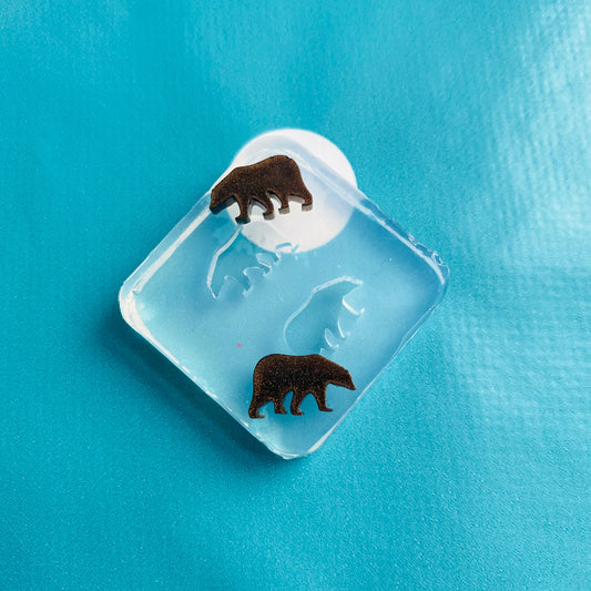 8mm Silicone Polar Grizzly Bear Stud Earring Mold EM567