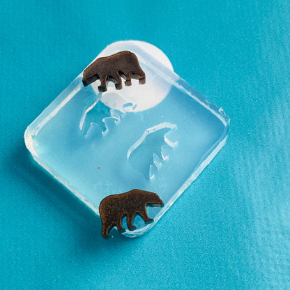 8mm Silicone Polar Grizzly Bear Stud Earring Mold EM567
