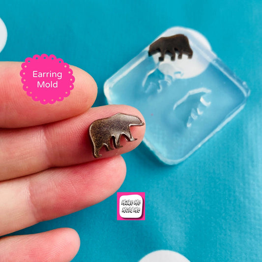 8mm Silicone Polar Grizzly Bear Stud Earring Mold EM567