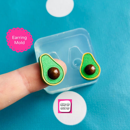 17mm 3D Avocado Silicone Stud Earring Mold EM570