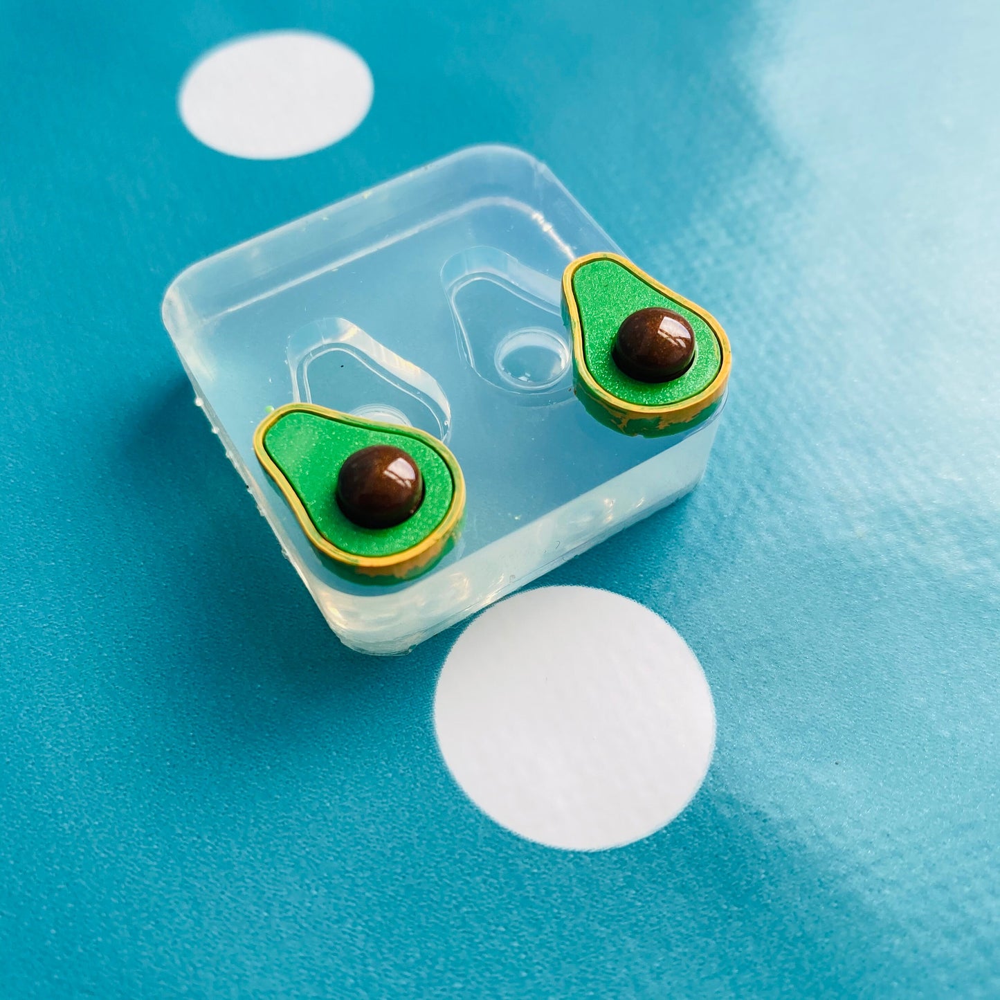 17mm 3D Avocado Silicone Stud Earring Mold EM570