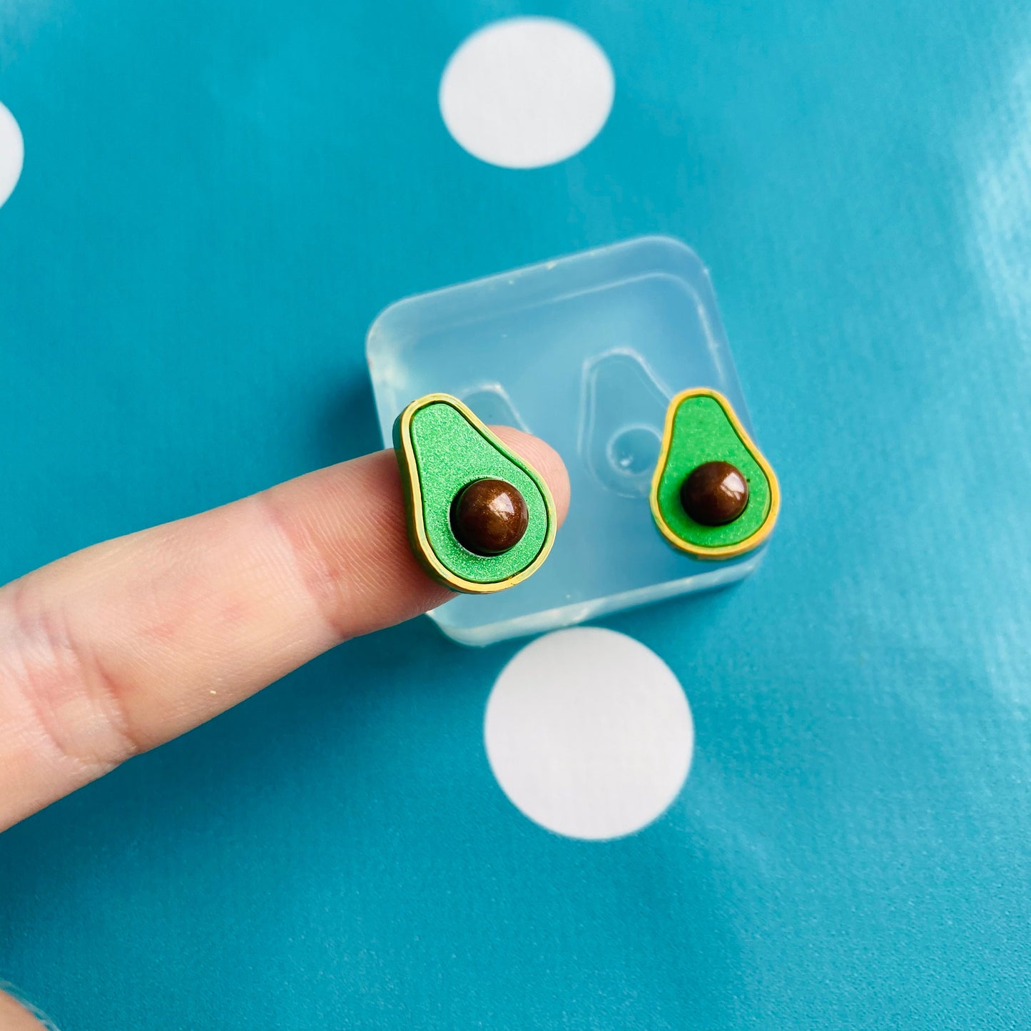 17mm 3D Avocado Silicone Stud Earring Mold EM570