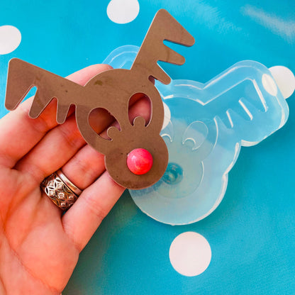 Clear Silicone Molds for Resin XL Christmas Rudolph Reindeer Decoration Ornament GM03