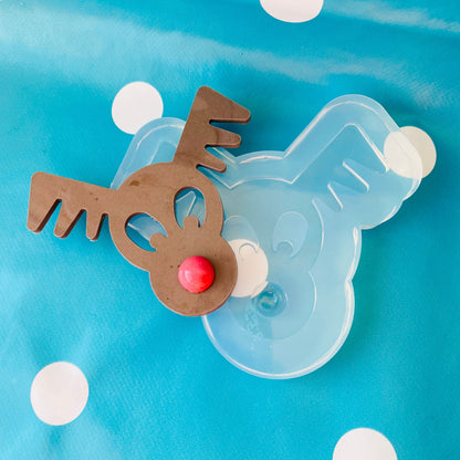 Clear Silicone Molds for Resin XL Christmas Rudolph Reindeer Decoration Ornament GM03