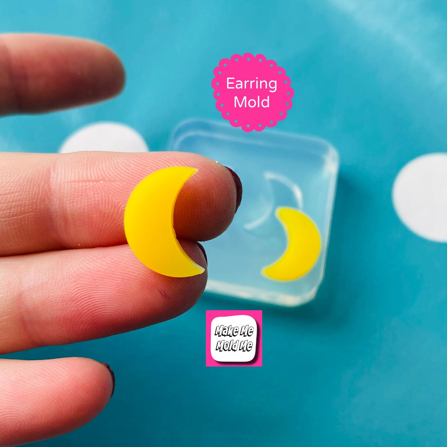 Clear Silicone Molds for Resin 12mm Silicone Earring Moon Stud Mold  - Earrings Resin Crafter Mould