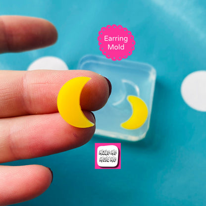 Clear Silicone Molds for Resin 12mm Silicone Earring Moon Stud Mold  - Earrings Resin Crafter Mould