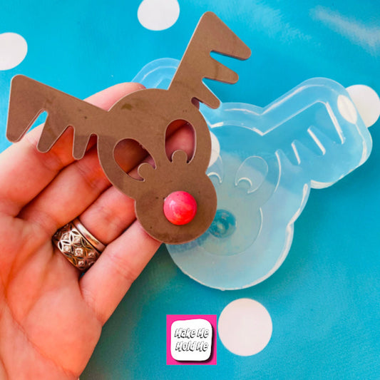 Clear Silicone Molds for Resin XL Christmas Rudolph Reindeer Decoration Ornament GM03