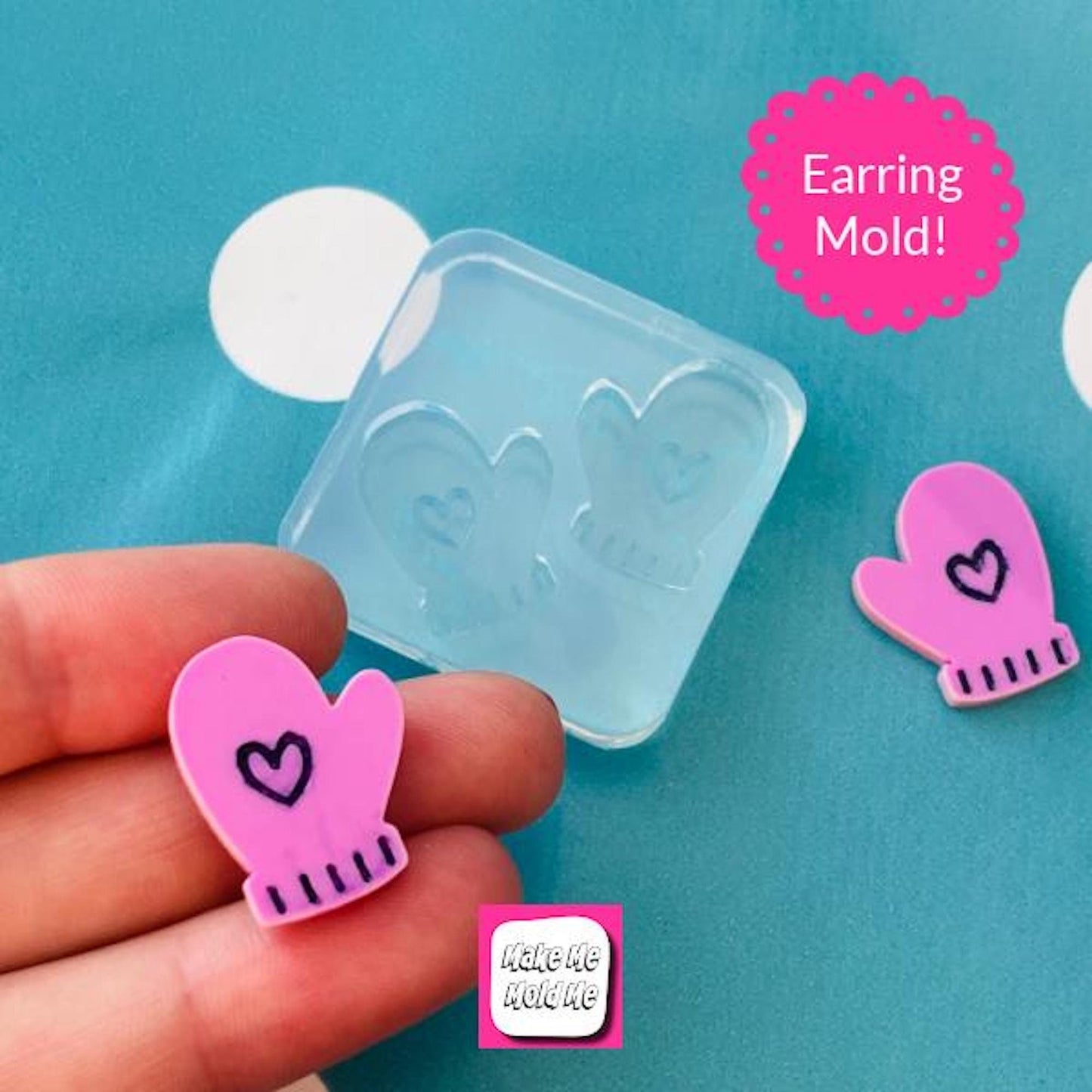 20mm Mitten Glove Stud Earring Mold Christmas EM48