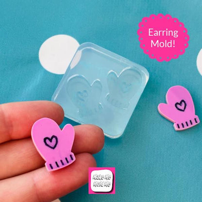 20mm Mitten Glove Stud Earring Mold Christmas EM48