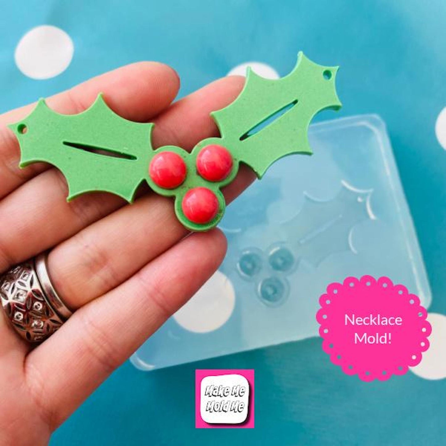 75mm Silicone Christmas Holly Necklace Mold NM11