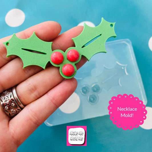 75mm Silicone Christmas Holly Necklace Mold NM11