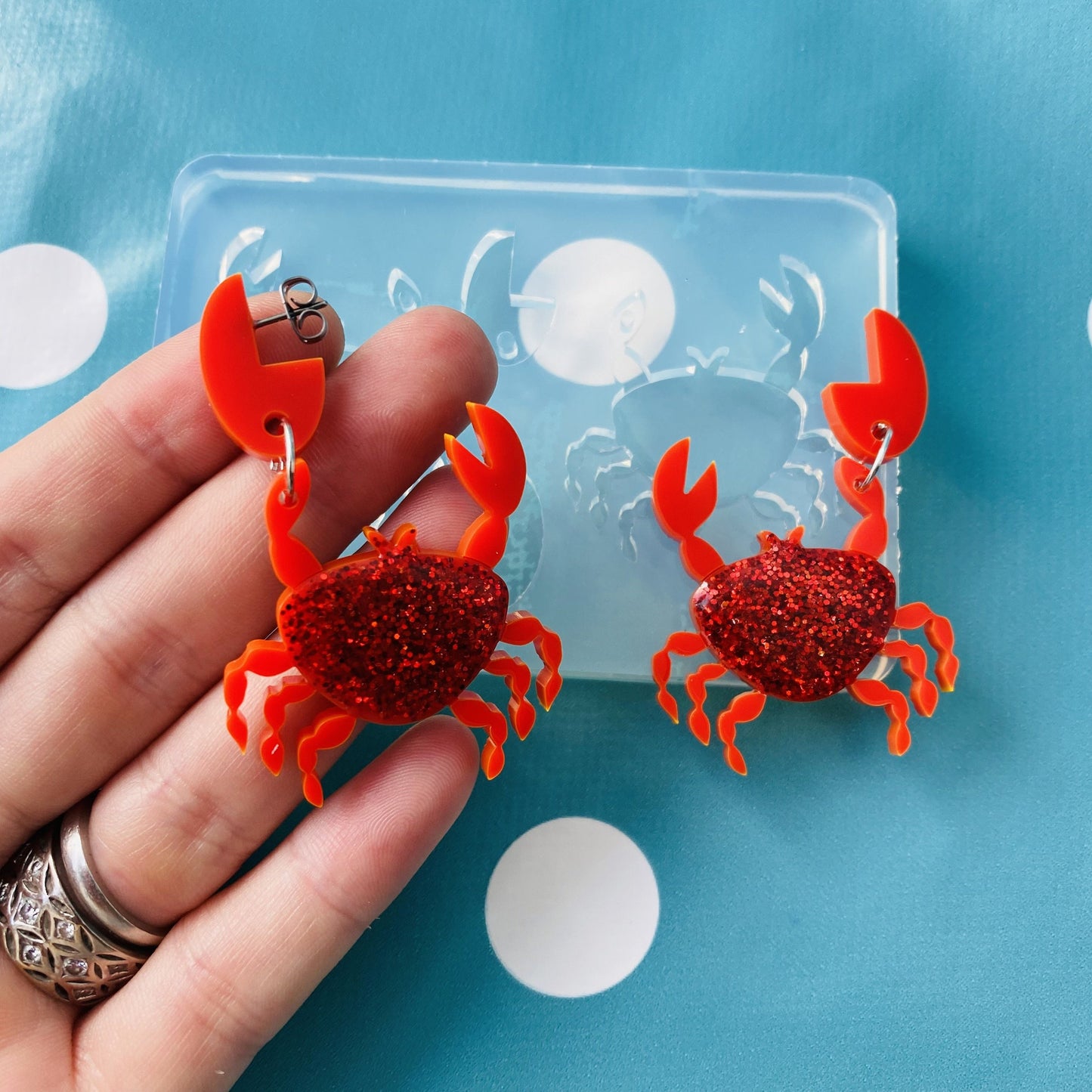 50mm XL 3D Silicone Crab Dangle Earring  Mold EM58