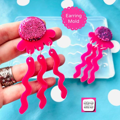 85mm XL 3D Jelly Fish Statement Earring Dangle Silicone Mold EM76