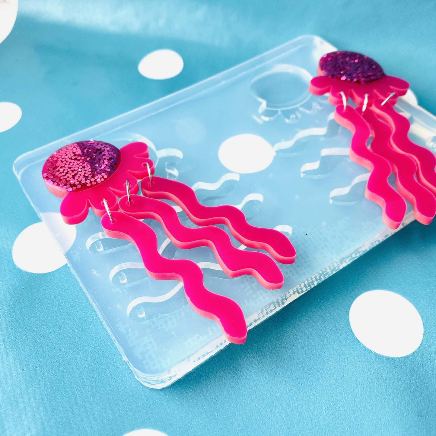 85mm XL 3D Jelly Fish Statement Earring Dangle Silicone Mold EM76