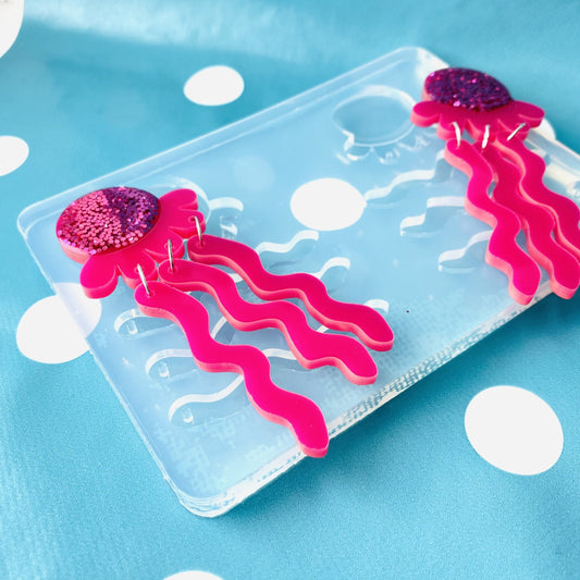 85mm XL 3D Jelly Fish Statement Earring Dangle Silicone Mold EM76