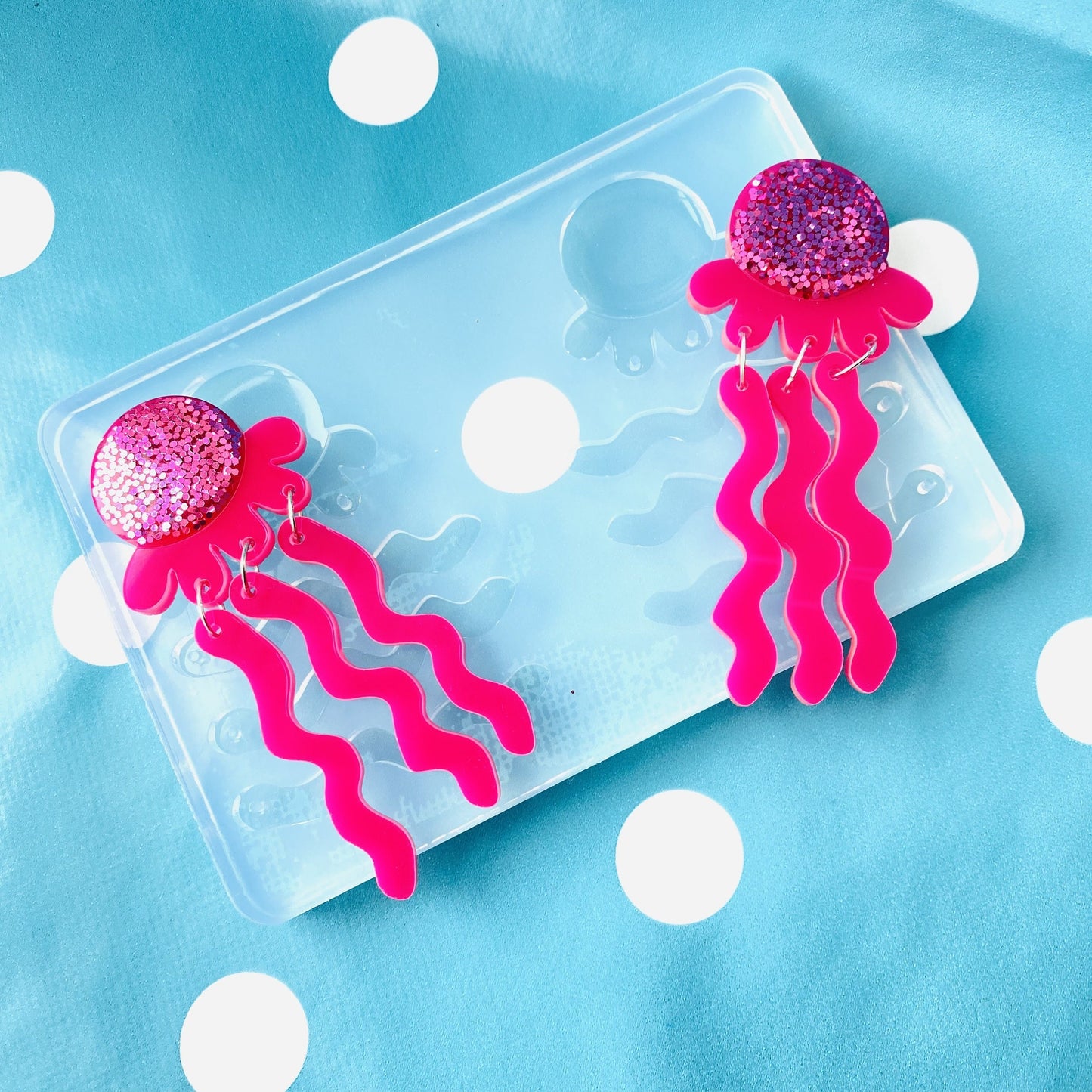 85mm XL 3D Jelly Fish Statement Earring Dangle Silicone Mold EM76