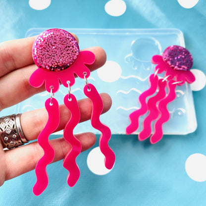 85mm XL 3D Jelly Fish Statement Earring Dangle Silicone Mold EM76