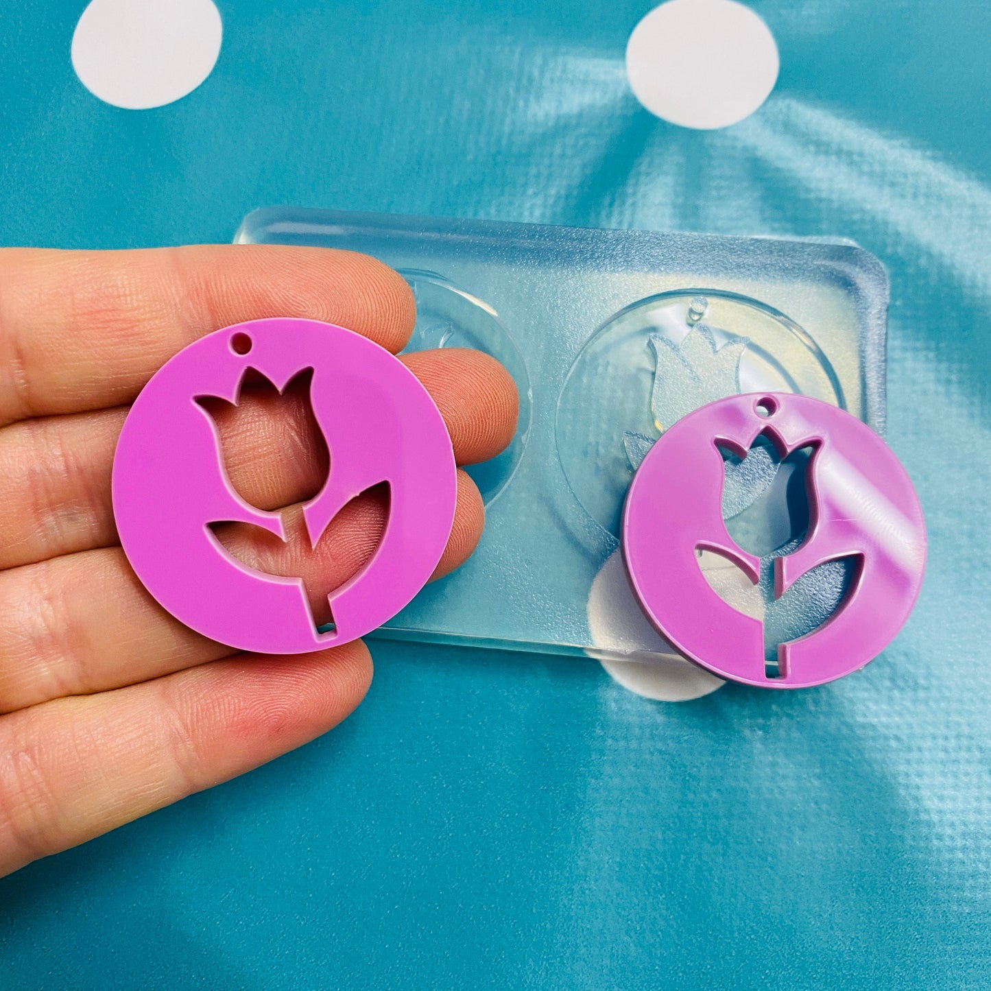 30mm Silicone Tulip Flower Earring Mold EM328