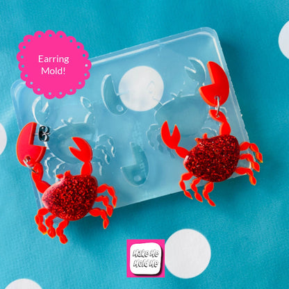 50mm XL 3D Silicone Crab Dangle Earring  Mold EM58