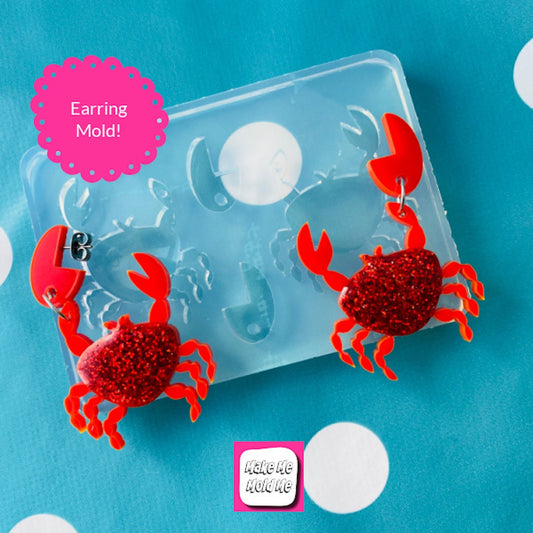 50mm XL 3D Silicone Crab Dangle Earring  Mold EM58