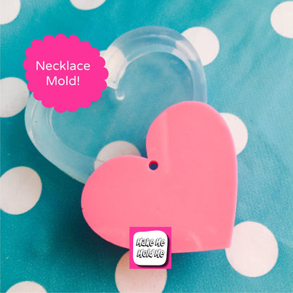 40mm Flat Heart Silicone Mold with Hole PM14